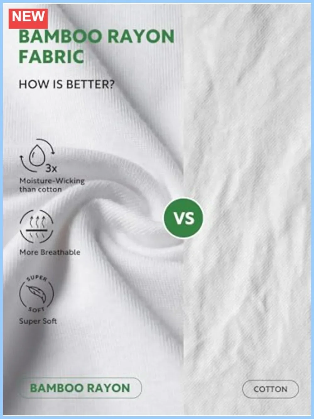 Men's Bamboo Rayon Crew Neck Undershirts 3 Pack Moisture Wicking